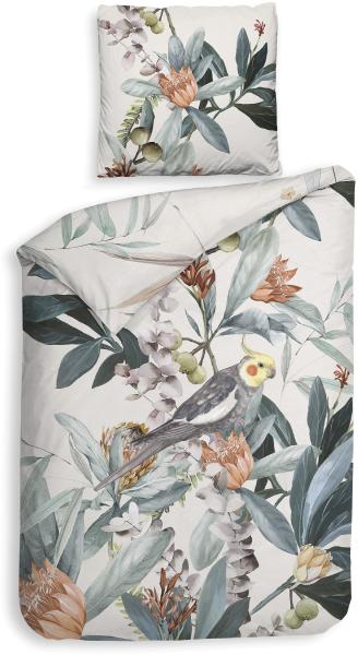 Heckett & Lane Mako-Satin Eco Bettwäsche 155x220 Antoni Blüten Kakadu Blätter