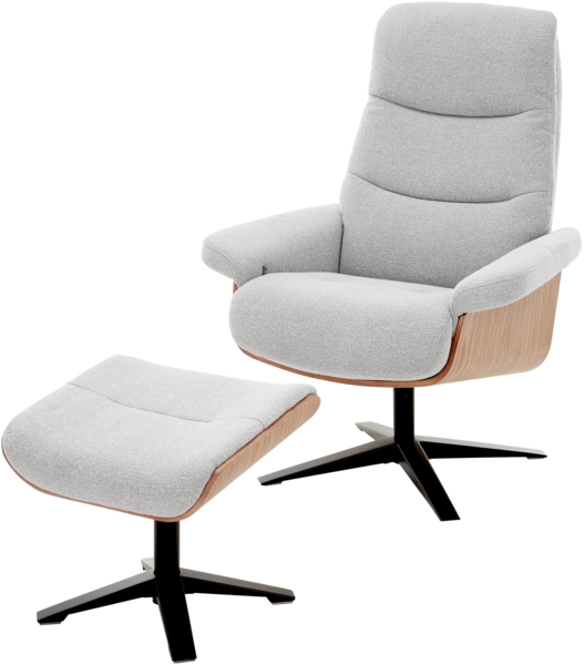 Amasra Loungesessel inkl. Hocker - LAKE slate grey / schwarz matt pulverbeschichtet / walnuss Bild 1