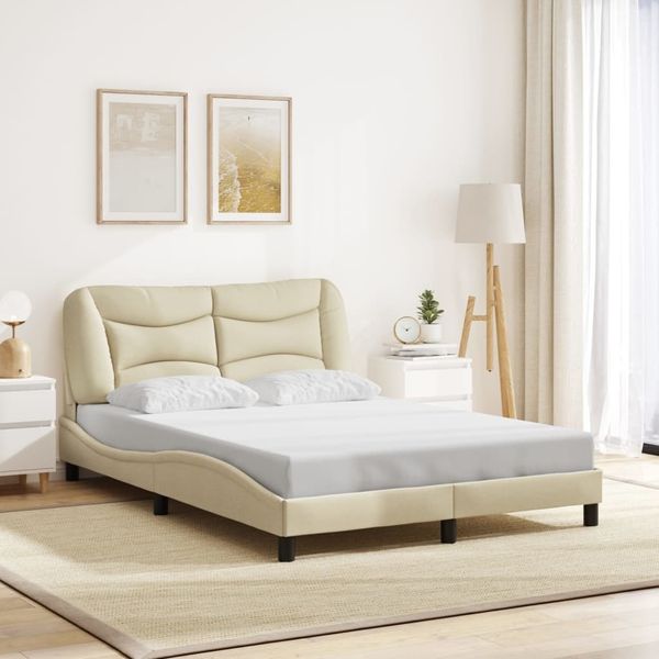 vidaXL Bettgestell ohne Matratze "Hvar" Creme 140x200 cm Stoff 3207777