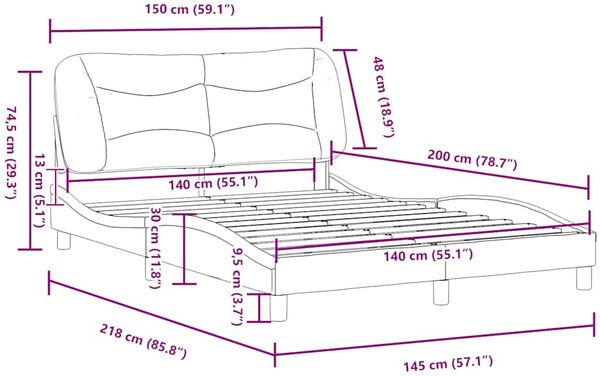 vidaXL Bettgestell ohne Matratze "Hvar" Creme 140x200 cm Stoff 3207777 Bild 12