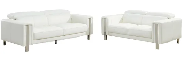 Vente-unique - MAROUA Couchgarnitur Kunstleder Weiß - B 100 cm x H 87 cm x L 202 cm170 cm