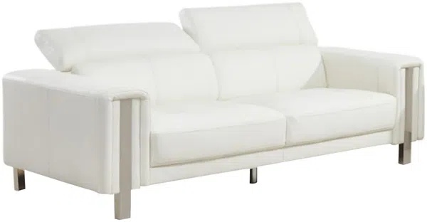 Vente-unique - MAROUA Couchgarnitur Kunstleder Weiß - B 100 cm x H 87 cm x L 202 cm170 cm Bild 4