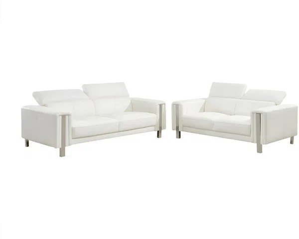 Vente-unique - MAROUA Couchgarnitur Kunstleder Weiß - B 100 cm x H 87 cm x L 202 cm170 cm Bild 2