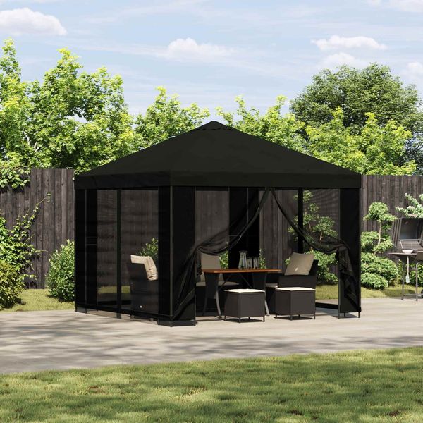 vidaXL Pavillon 3x3 m Schwarz Polyester und Stahl 190 900358
