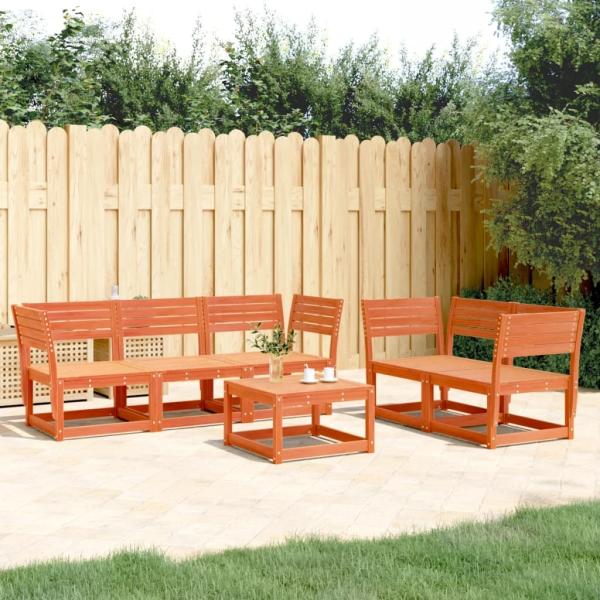 vidaXL 5-tlg. Garten-Sofagarnitur Wachsbraun Massivholz Kiefer 3216997