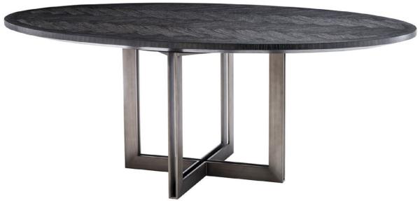 Casa Padrino Luxus Esstisch Schwarz / Bronze 200 x 120 x H. 76 cm - Ovaler Küchentisch - Luxus Esszimmer Möbel