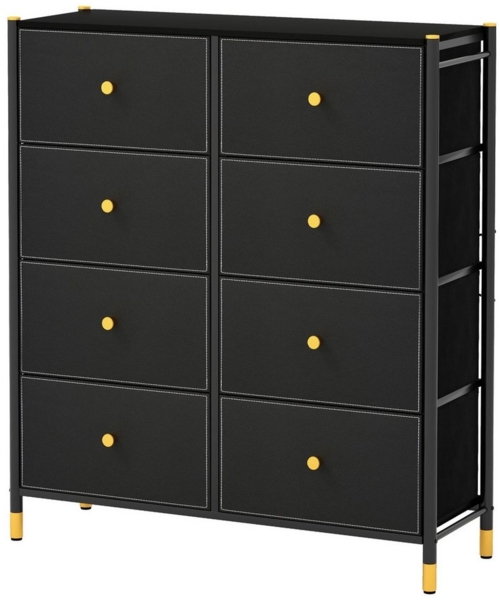 COSTWAY Kommode, mit 8 Schubladen & Kippsicherung, Metallrahmen, Schwarz