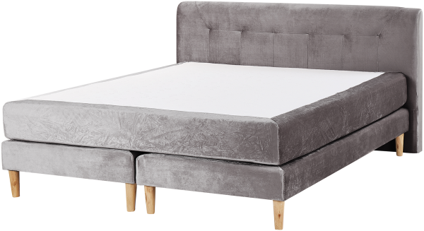 Boxspringbett 'Marquise' Samtstoff Grau 160x200 cm