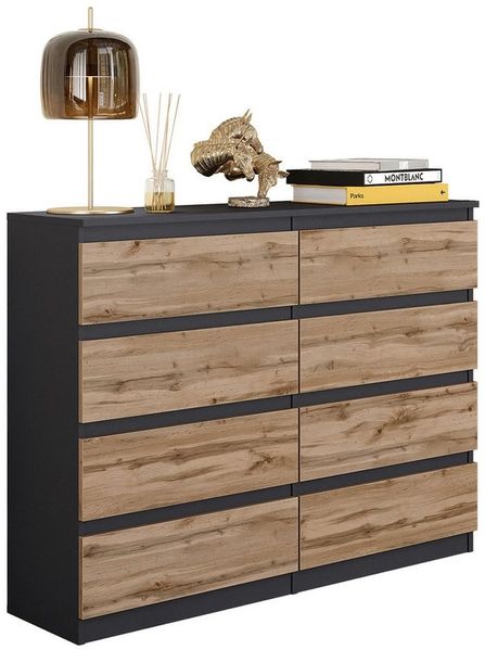 Furnica Kommode 8 Schubladen, Sideboard, Schubladenschrank Breite 120cm Höhe 92cm