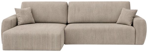 Kaiser Möbel Ecksofa mit Schlaffunktion und Bettkasten Ariel L Cord-Sofa aus Stoff Poso, mit Schlaffunktion,großzügige Liegefläche,pflegeleichter Cordstoff