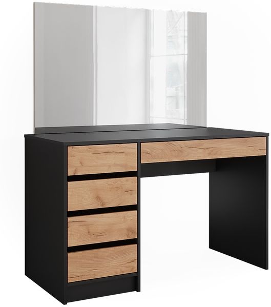 Schminktisch Sherry Anthrazit/Goldkraft Eiche 120 x 75 cm mit Spiegel Vicco