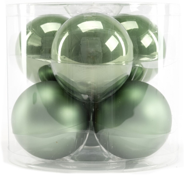 TrendLine Weihnachtskugeln aus Glas Ø80mm 6Stk salbeigrün Christbaumkugeln Xmas