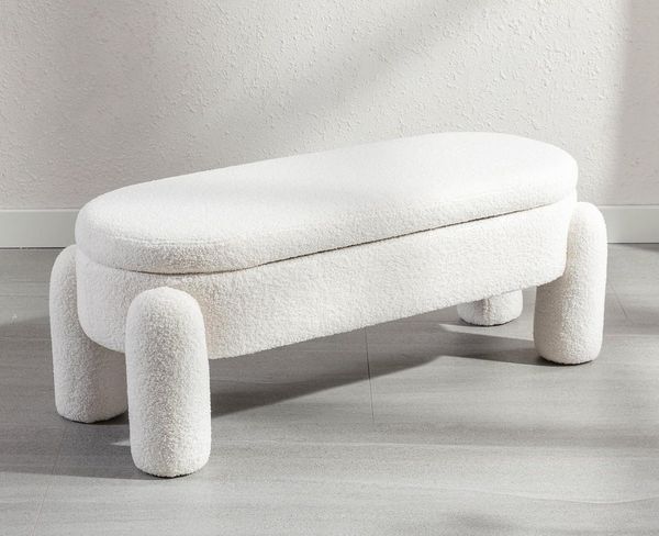 WAHSON OFFICE CHAIRS Sitzbank mit Stauraum Sitzhocker Schlafzimmer aus Samt/Teddystoff