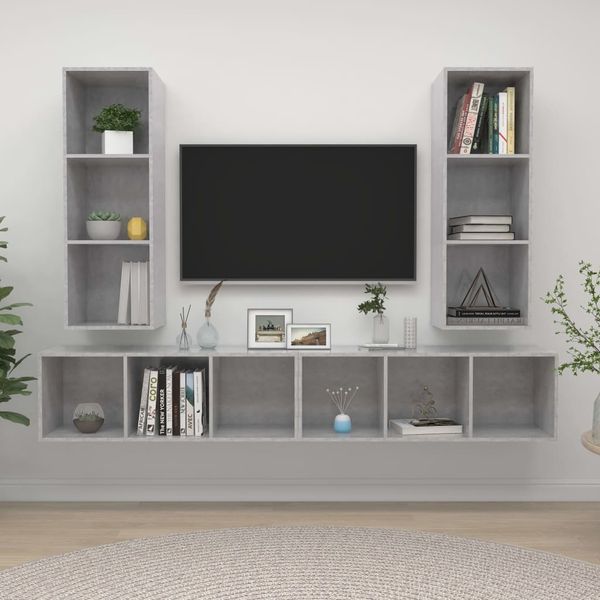 vidaXL TV-Wandschränke 4 Stk. Betongrau Spanplatte [3079884]