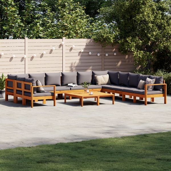 vidaXL 9-tlg. Garten-Sofagarnitur mit Kissen Massivholz Akazie 3214869