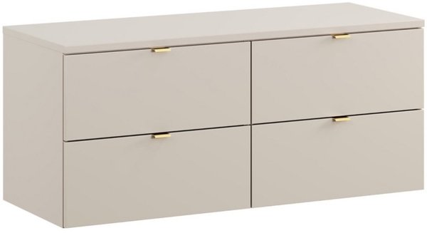 Lomadox Waschbeckenschrank DURANGO-56 Waschtischunterschrank 120cm, kaschmir, 2 Schubladen, Softclose