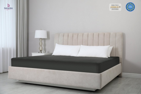 Beautex Spannbettlaken 2er Set Spannbetttuch Bettlaken Premium Baumwolle Jersey 160g/m², Jersey, Gummizug: rundum, (2 Stück) Bild 2