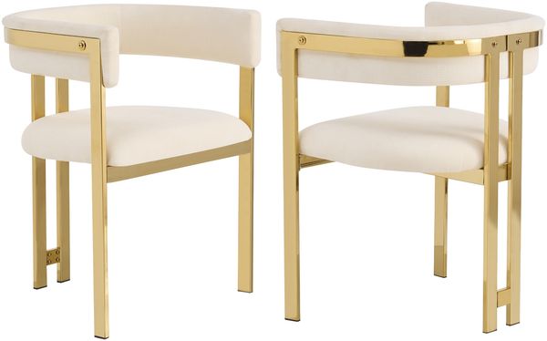 Merax Esszimmerstühle, (Set, 2 St), 2er Set Polsterstühle bequem und atmungsaktiv, goldfarben galvanisierte Stuhlbeine, Chenille-Stoff, Beige + Gold