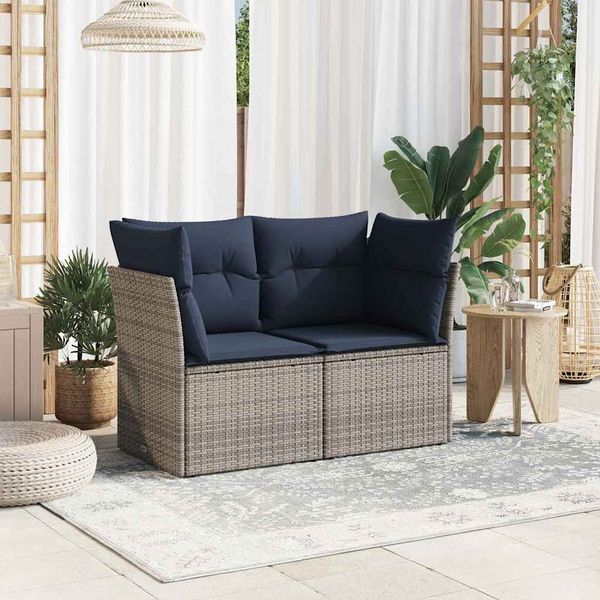 vidaXL | Gartensofa | mit Kissen Grau 124 x 62 x 69cm Poly-Rattan 366149