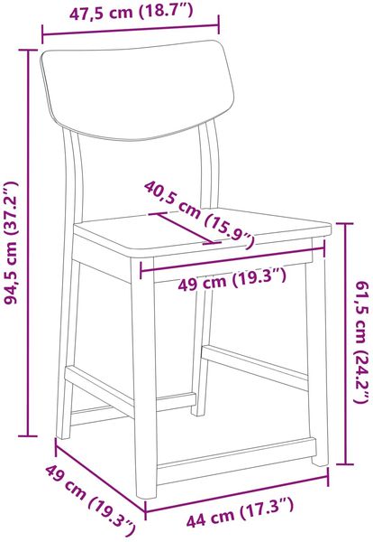 vidaXL Esszimmerstühle 2 pcs Weiß 48 x 49 x 95 cm Massives Gummiholz 42020479 Bild 11