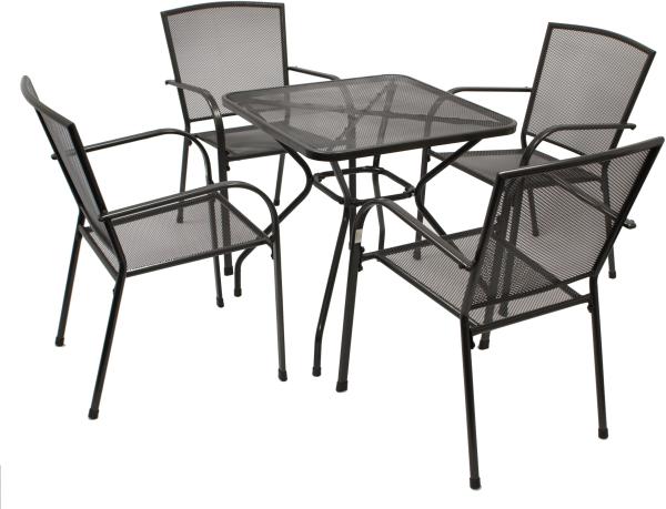 Garnitur CLASSIC 5-teilig, Streckmetall anthrazit (Tisch 70x70cm)