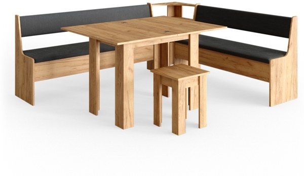 Eckbankgruppe Roman Goldkraft Eiche 210 x 180 cm mit Tisch Vicco