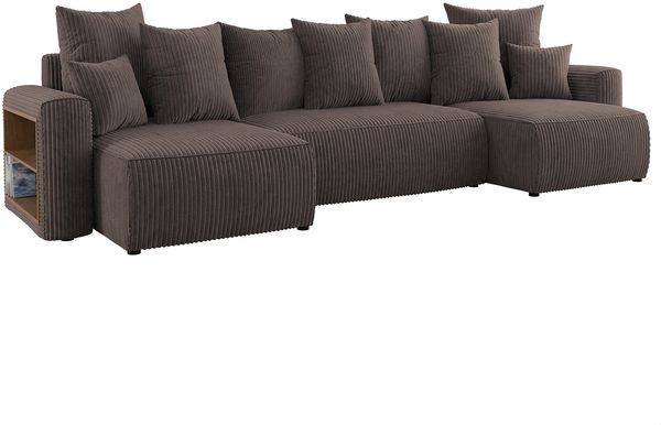 MEBLINI Schlafcouch mit Bettkasten - 312x142x73cm - Braun Cordstoff - SOLARIS - Ecksofa mit Schlaffunktion - Sofa mit Relaxfunktion und Kopfstützen - Couch U-Form - Eckcouch - Wohnlandschaft