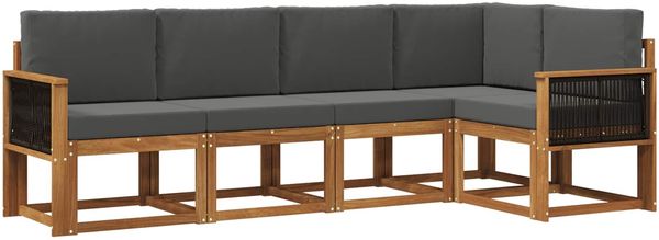 vidaXL Outdoor-Sofagarnitur 5 pcs Natur und Anthrazit Polyester 3385213 Bild 2