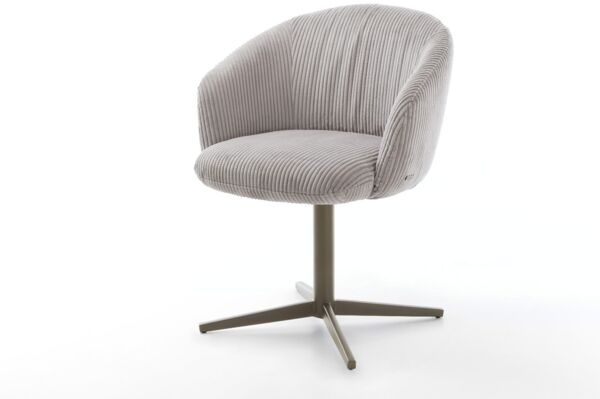 Drehstuhl Caja-Flex mit Armlehnen Cord Silbergrau Fußkreuz Effektfinish Titan 360° drehbar Taschenfederkern