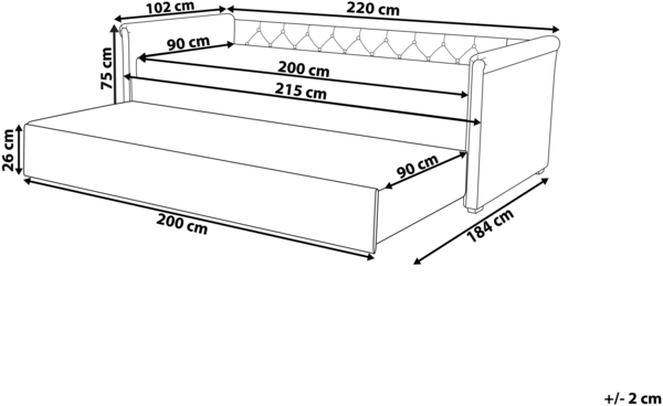 Tagesbett LIBOURNE 90 x 200 cm Stoff Marineblau Bild 2