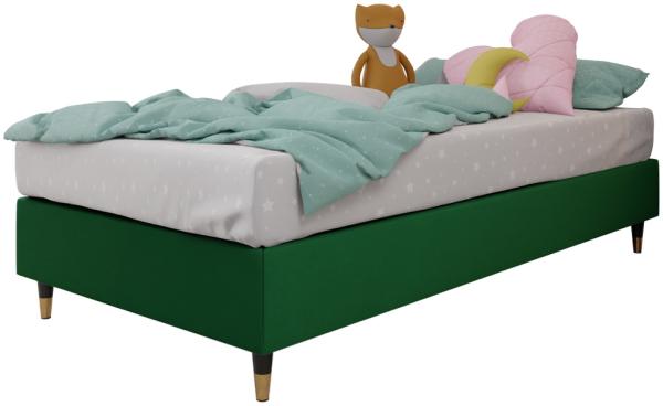 Boxspringbett Sauro Gold für Wandpaneel, Grün, 90 x 200 cm