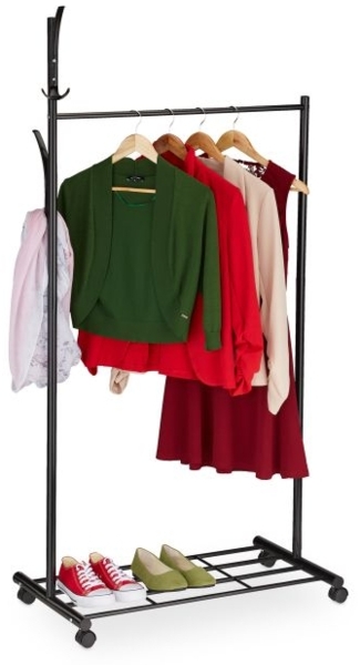 Schwarze Garderobe mit Rollen 10046097