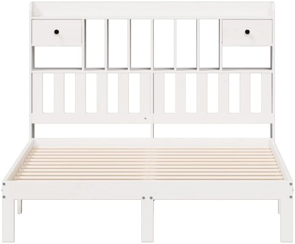vidaXL Massivholzbett mit Regal ohne Matratze Weiß 140x190 cm Kiefer 3322594 Bild 4