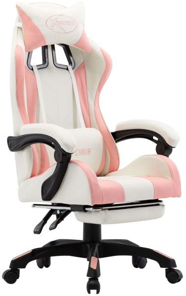 vidaXL Gaming-Stuhl mit Fußstütze Rosa und Weiß Kunstleder 287994