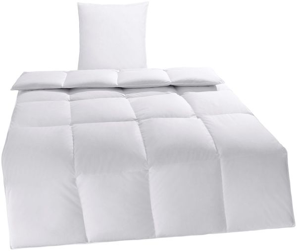OTTO home Daunenbettdecke + Kopfkissen Cavanelle Bettdecke 135x200 cm, 155x220 cm, Füllung: Daunen und Federn, Bezug: 100% Baumwolle, Set mit Kissen 40x80 oder 80x80 cm, Sommer, Winter, Made in Germany