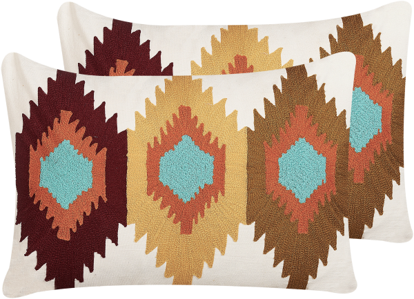 Kissen 2er Set Geometrisches Muster DANAPUR Bouclé 40 x 60 cm Bunt