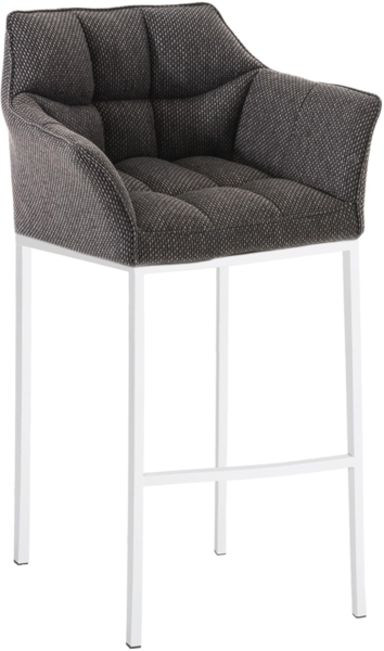 CLP Barhocker Damaso Stoffbezug mit Vierfußgestell aus Metall bis 240 kg belastbar,titangrau weiß