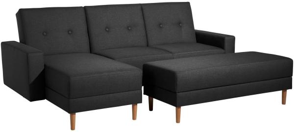 Schlafsofa Kaula Bezug Flachgewebe Erle natur / schwarz 23023