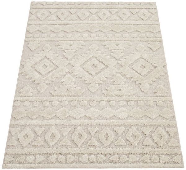 KADIMA DESIGN Teppich Struktur 3D Schlafzimmer schmutzabweisend Hochflor Teppich Shaggy, Läufer, Höhe: 34 mm, Florhöhe: 30 mm, Polypropylen, Läufer, 60x100, Creme