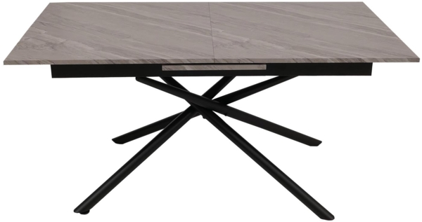 'HWC-O57' Esszimmertisch ausziehbar, Eisen / MDF grau, 160-200x90 cm
