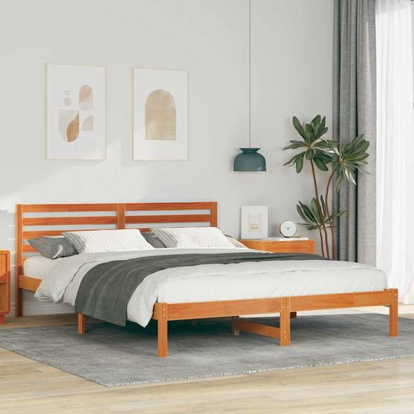 vidaXL Bettrahmen Wachsbraun 160 x 220 cm Massives Kiefernholz 872337