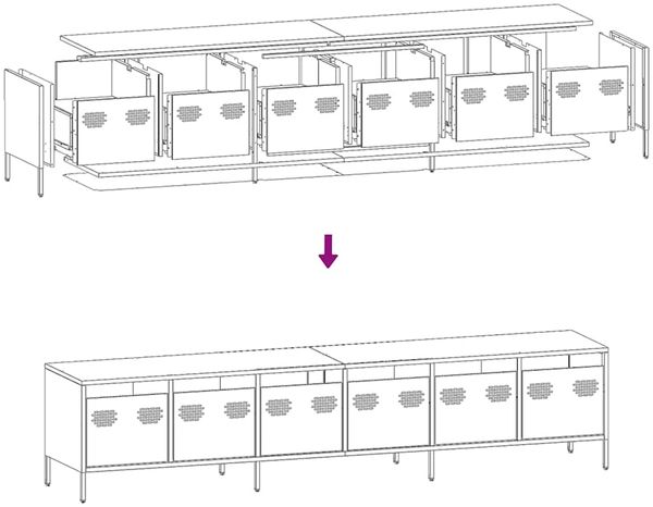 vidaXL TV-Schrank Weiß 202x39x43,5 cm Kaltgewalzter Stahl 3307154 Bild 11