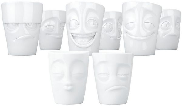 FIFTYEIGHT PRODUCTS Becher Becher ohne Henkel Set 8-tlg. in weiss, 350 ml, Porzellan, Geschenk-Set 8-tlg.