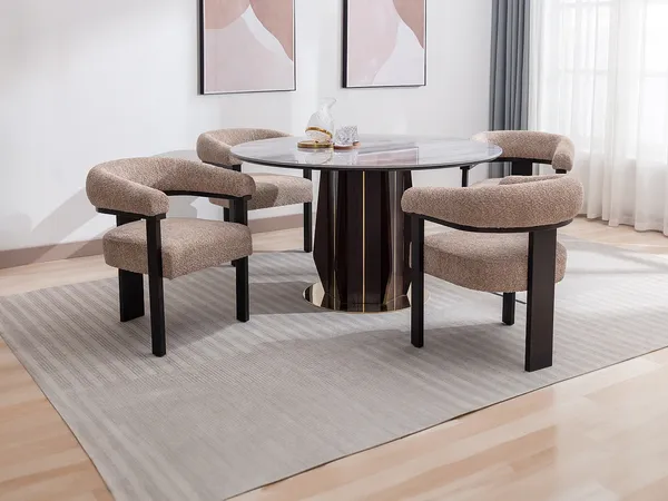 Vente-unique - LIVELIA Stuhl Stoff SchwarzSchokoladenbraun - B 60 cm x H 78 cm x L 64 cm