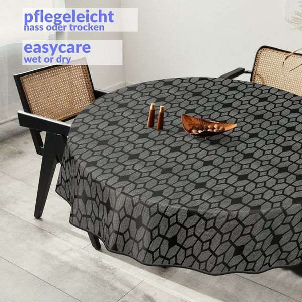 ANRO Tischdecke Besonders Feine Wachstuchtischdecke Premium Gartentischdecke (Einzelstück 1-tlg), Prägung Rund 100cm wasserabweisend mit Saum