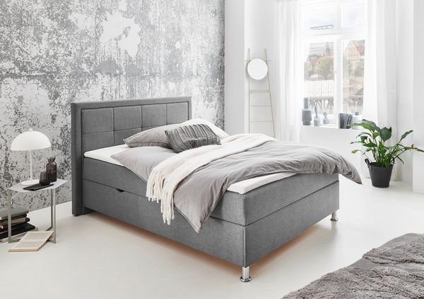 Home affaire Boxbett Fergus inkl. Bettkasten und Topper, Breite 120cm, mit Metallfuß in Chromoptik