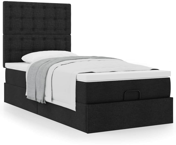 Ottoman-Bett mit Matratze Schwarz 90x190 cm Stoff 3313287