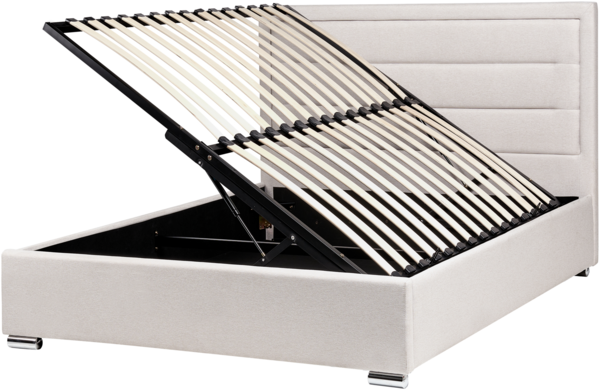 Bett mit Stauraum Stoff ROUEN 140 x 200 cm Hellbeige