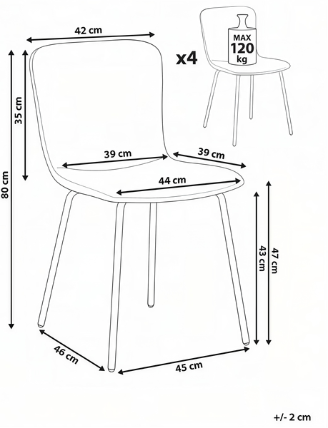 Esszimmerstuhl 4er Set CALDWELL Stoff Grün Bild 2