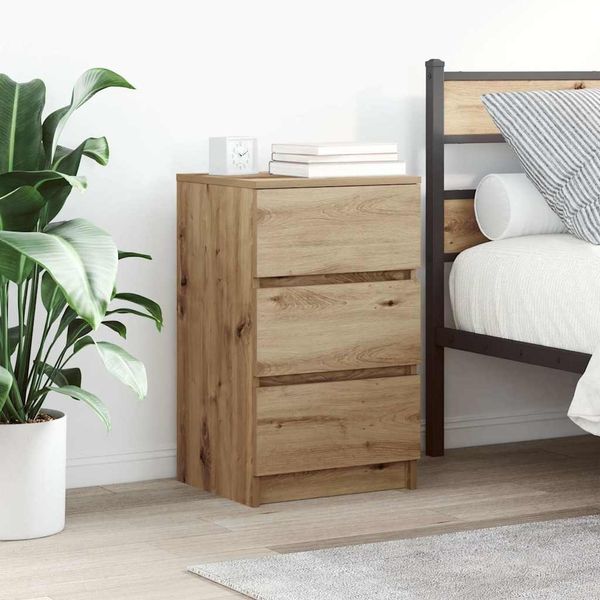 vidaXL Nachttische mit 3 Schubladen 2 Stk. Artisan-Eiche 39x35x65 cm 861354